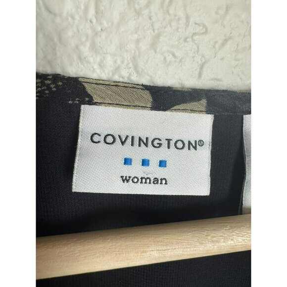 Women's Short Sleeve Black Floral Blouse Size 20W Sheer Sleeves Feminine Office - Picture 6 of 11